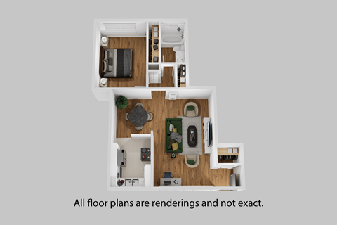 Floor plan for 1 bed, 1 bath, 700 sqft